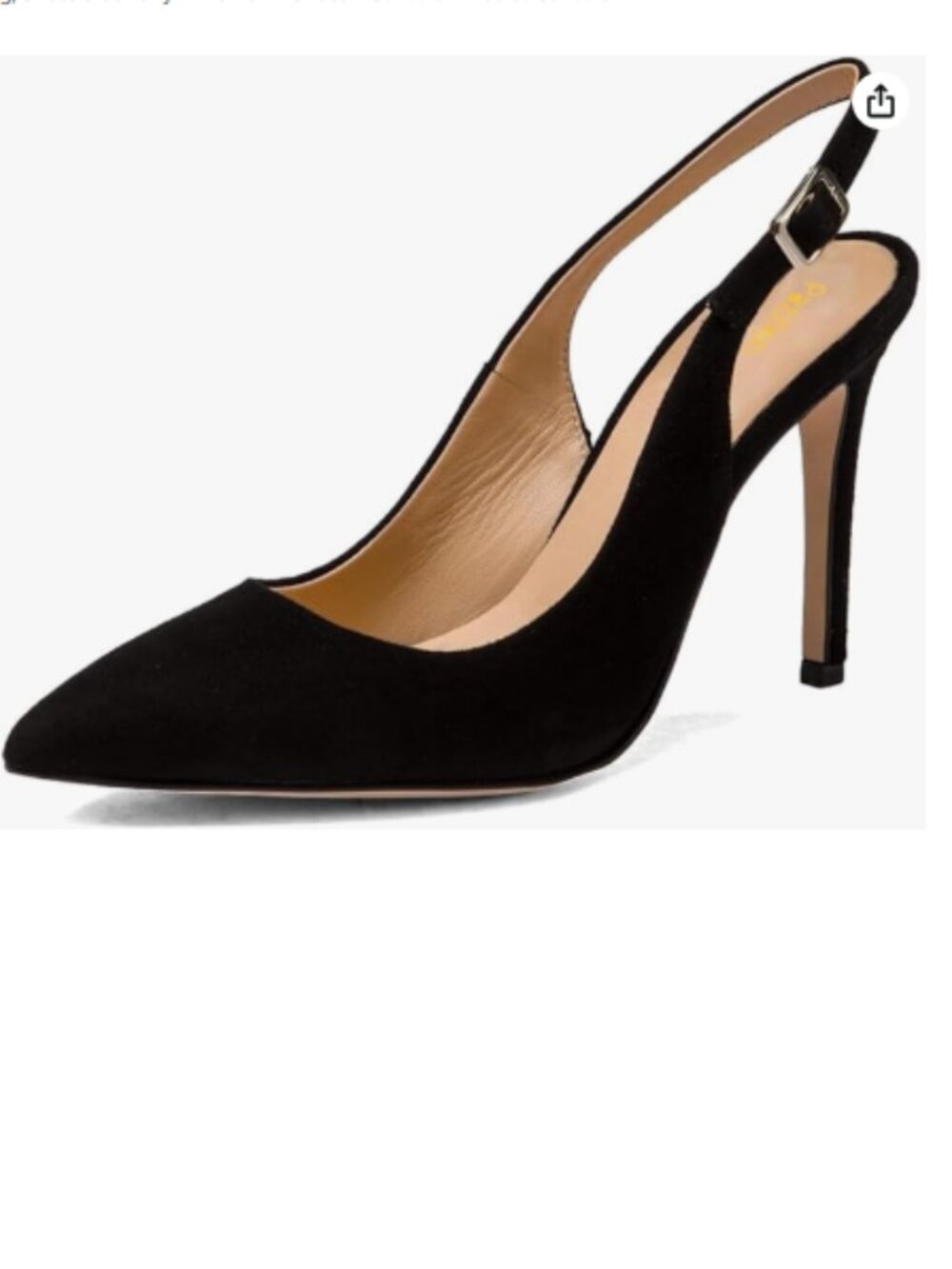 Pazzion Black High Heeled Slingback Pumps Closed Pointy Toe Leisure Shoes